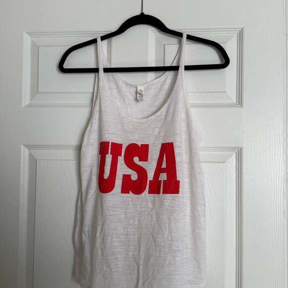 Bella+Canvas Tops - Bella + Canvas White USA Graphic Print Racerback Tank Top